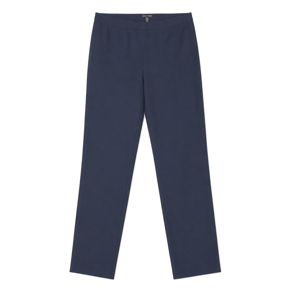 Eileen Fisher Womens 12 Navy Wool Blend Straight Leg Dress Pants Side Zip Preppy